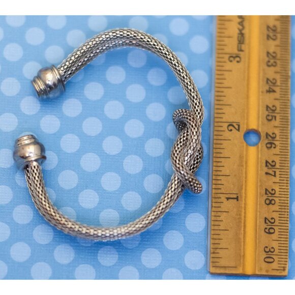 7 inch, Vintage Twisted Tangled Silver Tone Cuff Bracelet - M37 - Picture 3 of 3